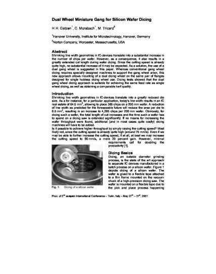 Mini-Gang Dicing - Euspen Confer